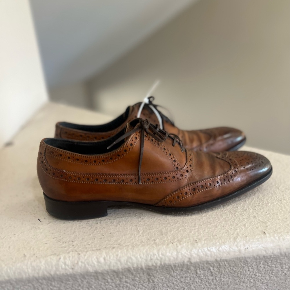 To Boot New York “Windsor Burnished Lace Ups Cognac Shoes Made in Italy Sz 10.5 - Picture 3 of 11